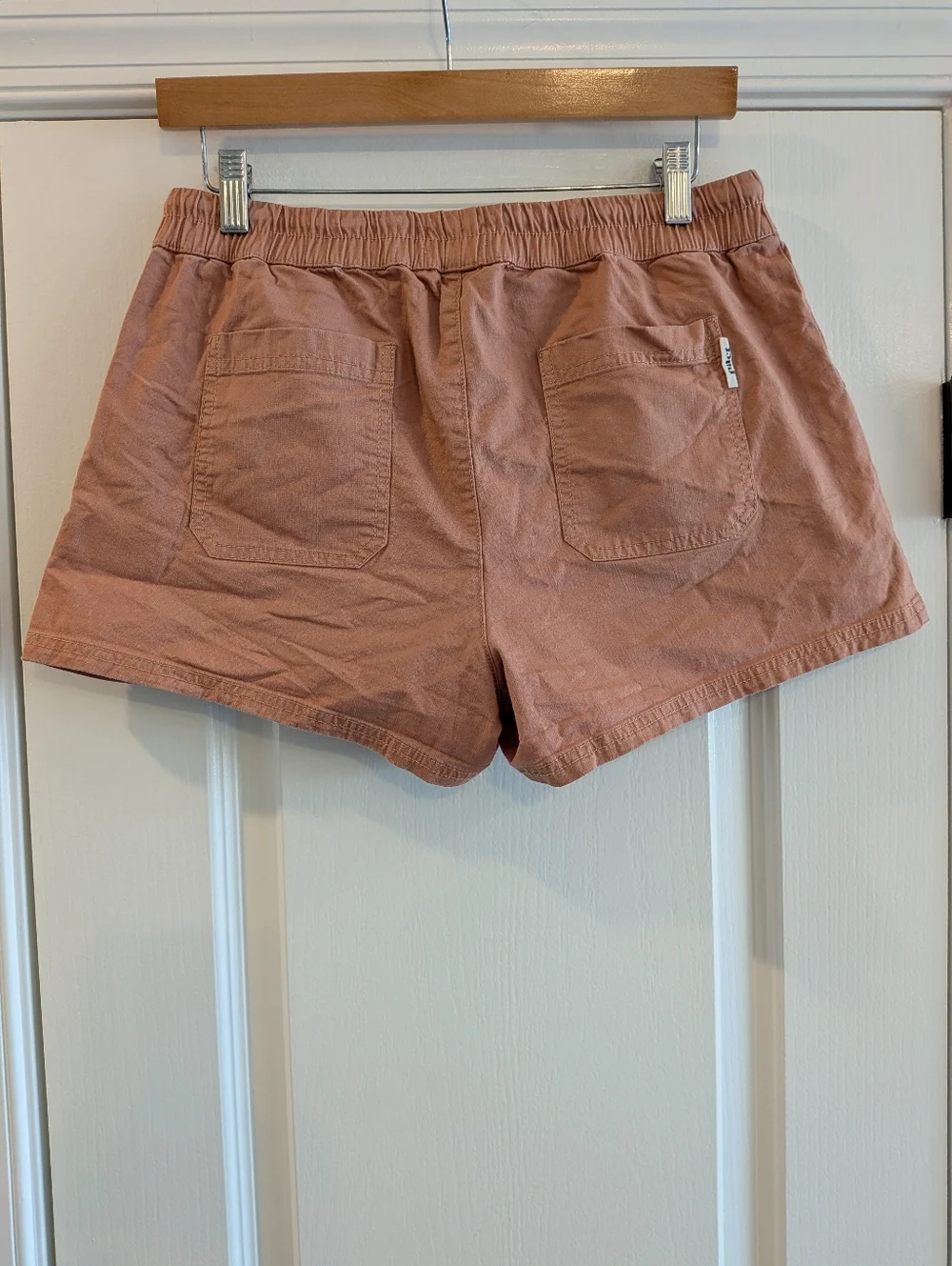 Pact Woven Twill Drawstring Shorts Organic Cotton Pink Clay Pull On Size M - Picture 9 of 12
